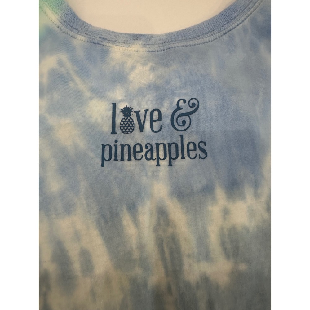Love & Pineapples Lazy Lake Days Tie Dye Tank Top Blue Green Mens Large - Picture 8 of 9